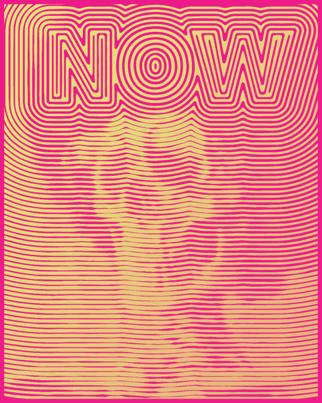 Abstract line pattern around the word 'now' revealing skeleton