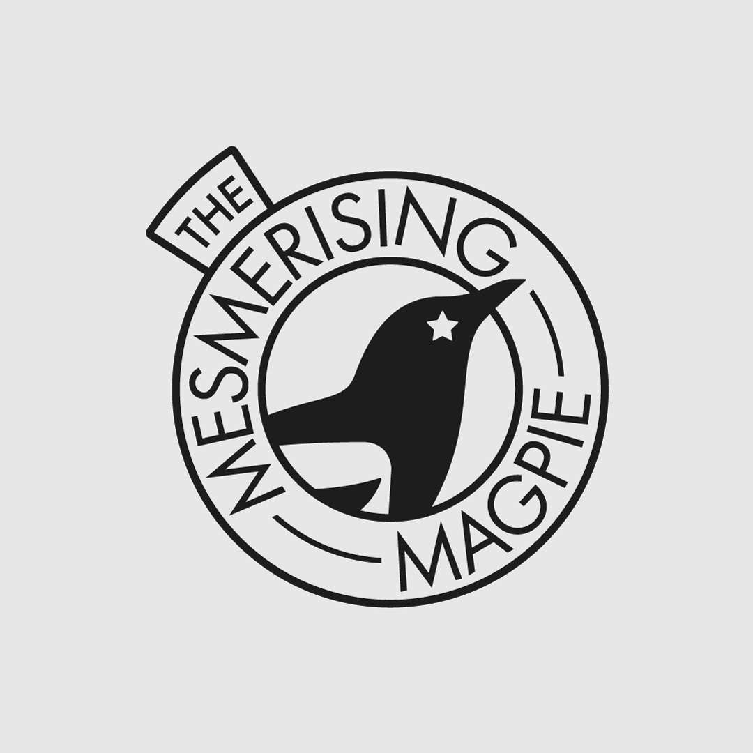 The Mesmerising Magpie logo with magpie showing through ring emblem