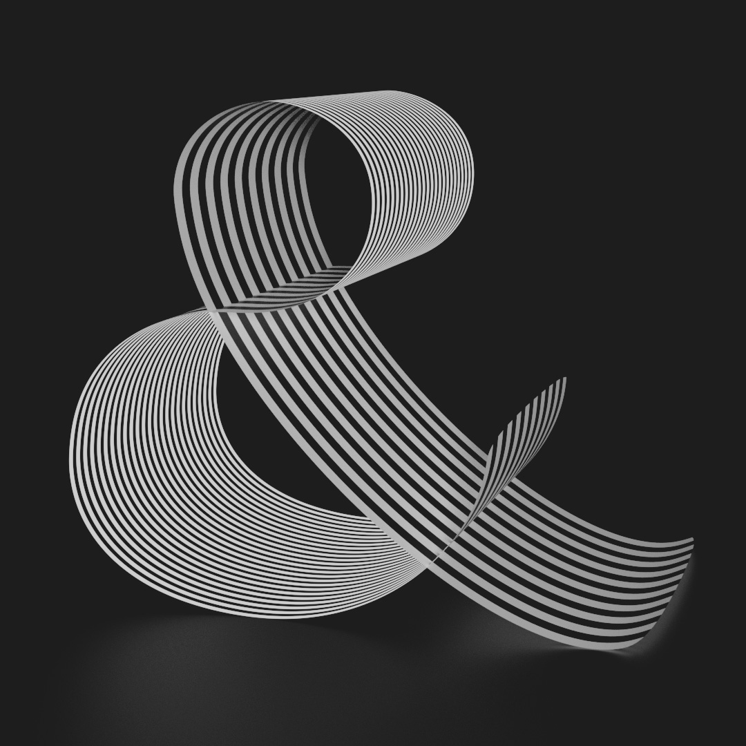 Ampersand in doublesided striped ribbon