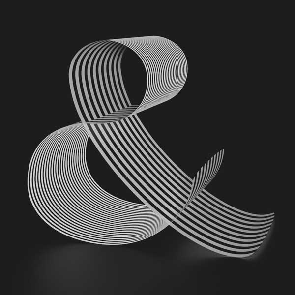 3-D ribbon ampersand